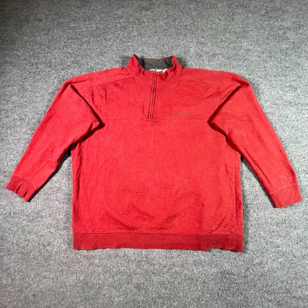 Columbia Sweatshirt Men's 2XL Red Cotton Sherpa-Lined Performance Quarter-Zip
